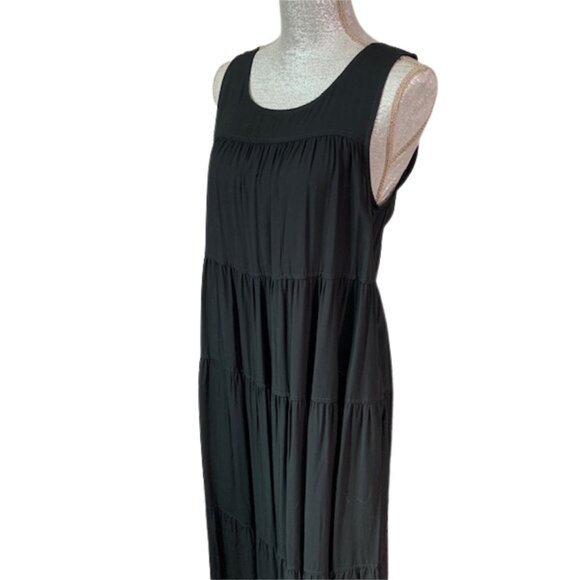 MAX STUDIO Tiered Sleeveless Maxi Dress in Black SIZE LARGE, NWT - Picture 9 of 12